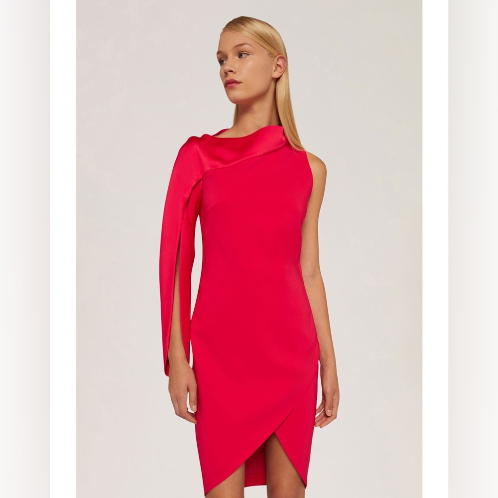 Genny Asymmetrical Cocktail Dress Red Size 6 One Shoulder Made in Italy NWOT